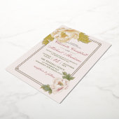 フローラエレガント穏やかなピンクの牡丹結婚の侵入 箔招待状 (回転した状態)