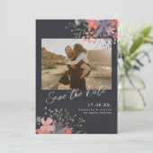 フローラエレガント紫ブルー2枚の写真が日付を保存 セーブザデート (スタンド正面)