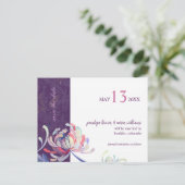フローラエレガント紫色の結婚式の日付を保存 案内ポストカード (スタンド正面)