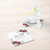 フローラエレガント結婚式の日付の保存 スクエアペーパーコースター (インサイチュ)