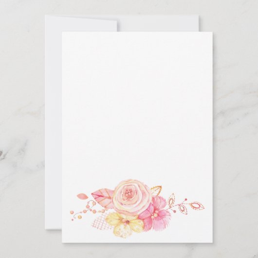 フローラエレガント結婚式への真珠とレースの招待 招待状 (裏面)