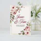 フローラエレガント結婚式招待状カード付バラ カード (スタンド正面)