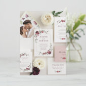 フローラエレガント結婚式招待状セット – ブルゴーニュ&ブルゴーニュ 招待状 (スタンド正面)