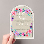 フローラエレガント結婚式招待状 – リディア&サチャ アクリル招待状 (インサイチュ (ポータブル))