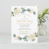 フローラエレガント緑リース水彩洗礼 招待状 (スタンド正面)