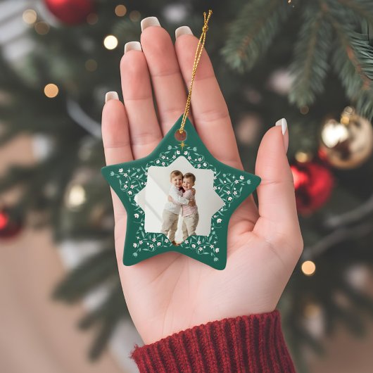 フローラエレガント緑星2フォトキープサケ セラミックオーナメント