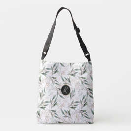 フローラエレガント緑葉単品桃色花 クロスボディバッグ