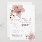 フローラエレガント花びらとプロセッコブライダルシャワー 招待状 (正面/裏面)