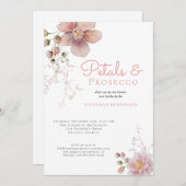 フローラエレガント花びらとプロセッコブライダルシャワー 招待状 (正面/裏面)
