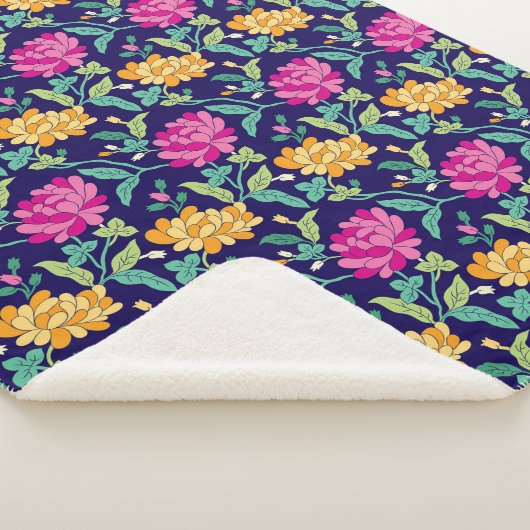 フローラエレガント花ピンク色の黄色い芽の緑 シェルパブランケット (3/4)