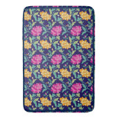 フローラエレガント花ピンク色の黄色い芽の緑 バスマット (正面縦)