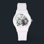 フローラエレガント花嫁ウォッチ – 結婚式当日 腕時計<br><div class="desc">究極のウェディングデーの時計を私たちのフローラエレガント新婦ウォッチで発見。洗練された花嫁のために設計されたこのアクセサリー素晴らしは、繊細なフローラの花束の背景を備え、「花嫁」の碑文と美しく組み合わエレガントれている。白いストラップはブライダルのガウンを補完し、永遠のキープサケとなる。時計だけではない。それは手首の記憶であり、すべてのティックであなたの特別な日の本質を捉える。ブライダルの衣服や思いやりあるブライドメイドの贈り物に理想的な、この時計は機能とスタイルを混ぜ合わせ祝て、カウントダウン'私がする'に。</div>