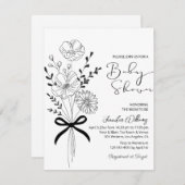 フローラエレガント花束ワイルドフラワーベビースシャワー 招待状 (正面/裏面)