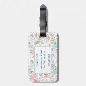 フローラエレガント花葉青をテーマにしたモノグラム ラゲッジタグ (裏面縦)