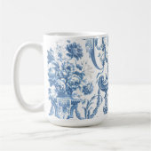 フローラエレガント英語コテージブルーホワイトカントリー コーヒーマグカップ (左)