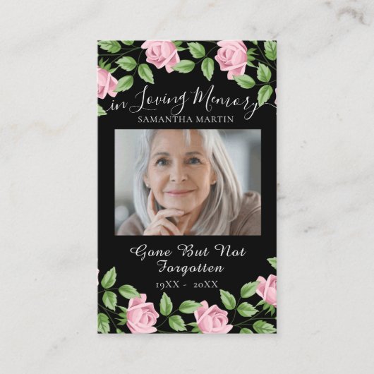 フローラエレガント葬儀記念祈りの言葉フォトカード 名刺 (正面)