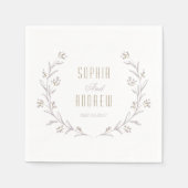 フローラエレガント薄紫ラス結婚トのモノグラム スタンダードカクテルナプキン (正面)