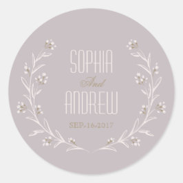 フローラエレガント薄紫ラス結婚トのモノグラム ラウンドシール