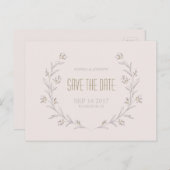 フローラエレガント薄紫素朴な結婚式は日付を保存 案内ポストカード (正面/裏面)