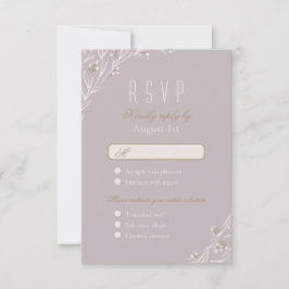 フローラエレガント薄紫素朴な結婚式RSVP 出欠カード