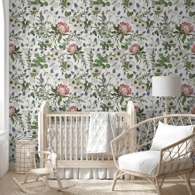 フローラエレガント蝶 壁紙 (Elegant Floral Butterflies Pattern Wallpaper from Studio Posies.)