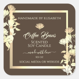 フローラエレガント製品パッケージラベル金ゴールドブラウン スクエアシール