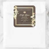 フローラエレガント製品パッケージラベル金ゴールドブラウン スクエアシール (バッグ)