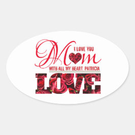 フローラエレガント赤いハート愛するママ母 楕円形シール