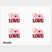 フローラエレガント赤いハート愛するママ母 楕円形シール (シート)