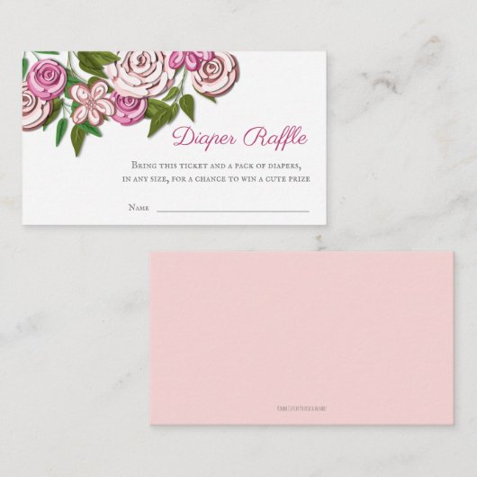 フローラエレガント赤ちゃんシャワーおむつラッフル エンクロージャーカード (正面/裏面)