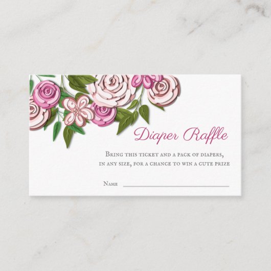フローラエレガント赤ちゃんシャワーおむつラッフル エンクロージャーカード (正面)
