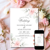 フローラエレガント赤面バラピンクボタニカル 招待状