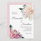 フローラエレガント赤面ピンクダリ結婚アズ 招待状 (正面/裏面)