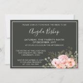 フローラエレガント赤面ピンクボタニカルブライダルシャワー 招待状 (正面)