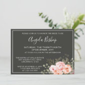 フローラエレガント赤面ピンクボタニカルブライダルシャワー 招待状 (スタンド正面)