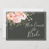 フローラエレガント赤面ピンクボタニカルブライダルシャワー 招待状 (裏面)