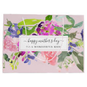 フローラエレガント赤面ピンクマザーズデイ ラージペーパーバッグ (裏面)