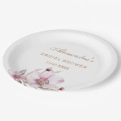 フローラエレガント赤面ピンクローズブライダルシャワー ペーパープレート (アングル)