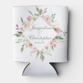 フローラエレガント赤面ピンク牡丹庭園の結婚式 缶クーラー (正面)