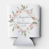 フローラエレガント赤面ピンク牡丹庭園の結婚式 缶クーラー (裏面)