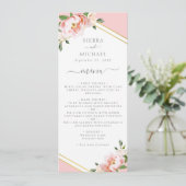 フローラエレガント赤面ピンク金ゴールドウェディングレセプション メニュー (スタンド正面)