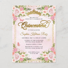 フローラエレガント赤面ピンク金ゴールドティアラキンセアニラ ポストカード