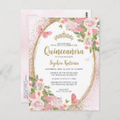 フローラエレガント赤面ピンク金ゴールドティアラキンセアニラ ポストカード (正面/裏面)