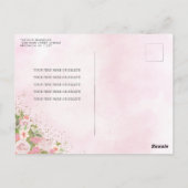 フローラエレガント赤面ピンク金ゴールドティアラキンセアニラ ポストカード (裏面)