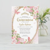 フローラエレガント赤面ピンク金ゴールドティアラキンセアニラ 招待状 (スタンド正面)