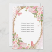 フローラエレガント赤面ピンク金ゴールドティアラキンセアニラ 招待状 (裏面)
