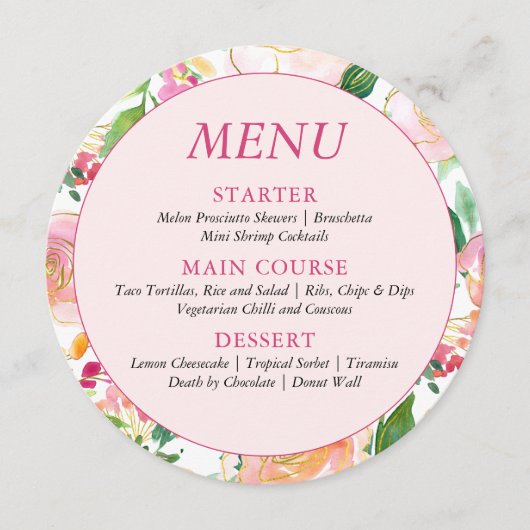 フローラエレガント赤面ピンク金ゴールド花器 メニュー (正面)