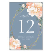 フローラエレガント赤面ピーチダスティブルーブルー金ゴールド結婚ズ テーブルナンバー (裏面)