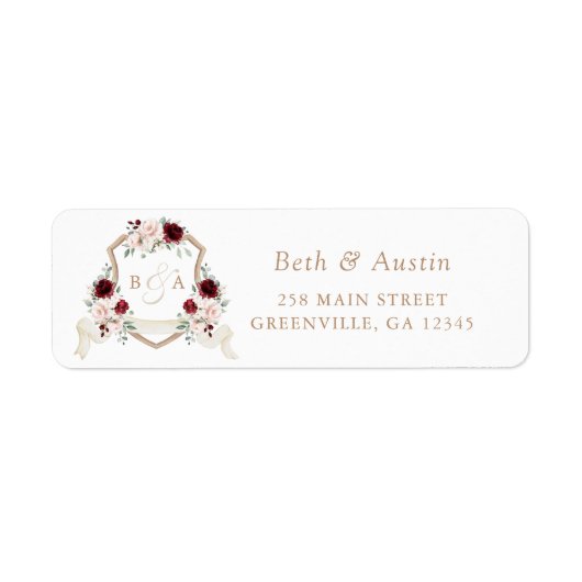 フローラエレガント赤面ブルガンディクレスト差出人住所 ラベル (正面)