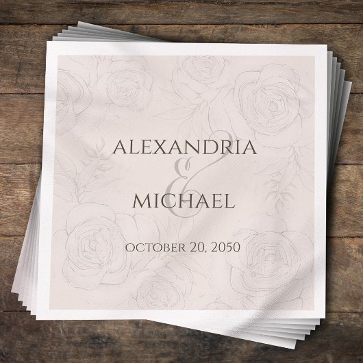 フローラエレガント赤面書道スクリプトのアンパサンド スタンダードカクテルナプキン